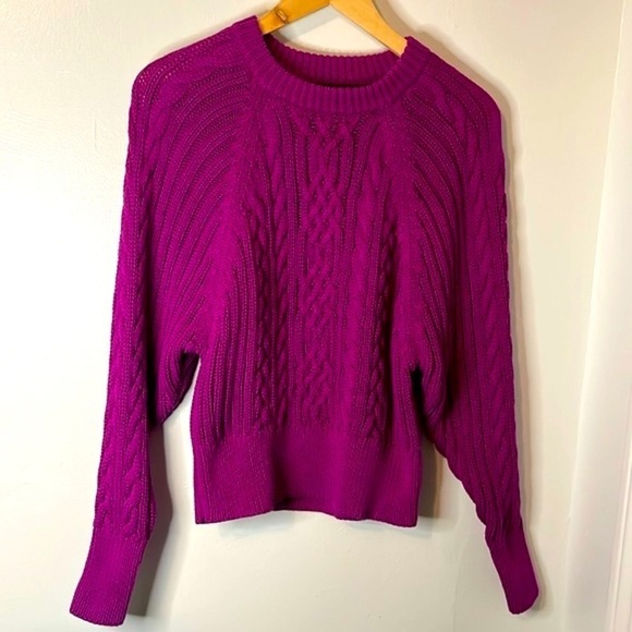 Ralph Lauren Black Label Fuchsia 100% cotton Cable Knit Sweater Sz SP - Picture 2 of 11